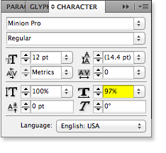 Character Panel in InDesign